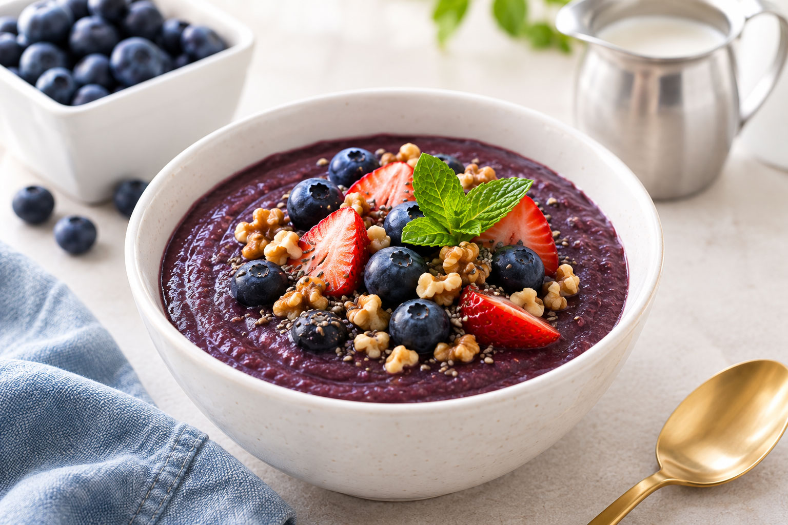 Grindstone cream of rice topped with berries and walnuts